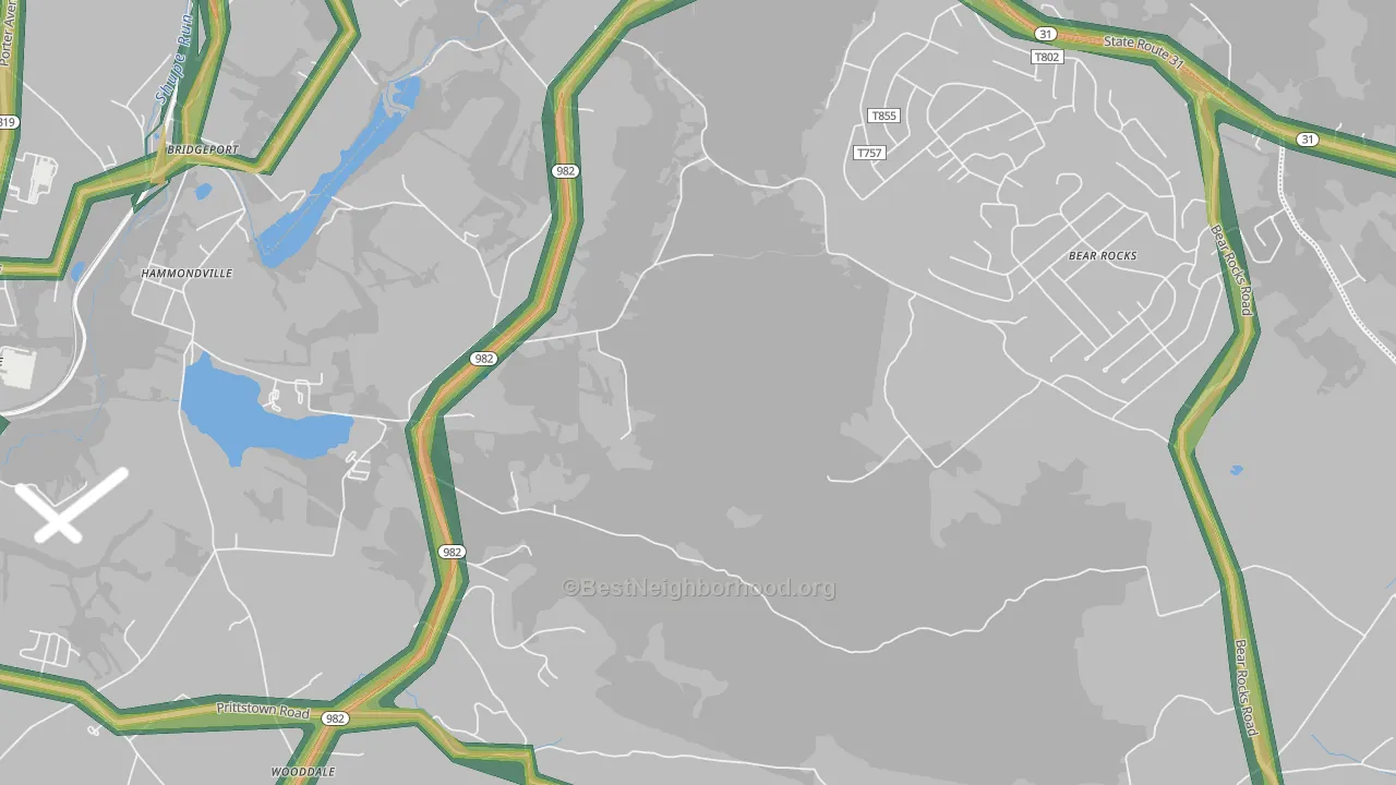 Bear Rocks, PA Map of Noise Levels in Bear Rocks