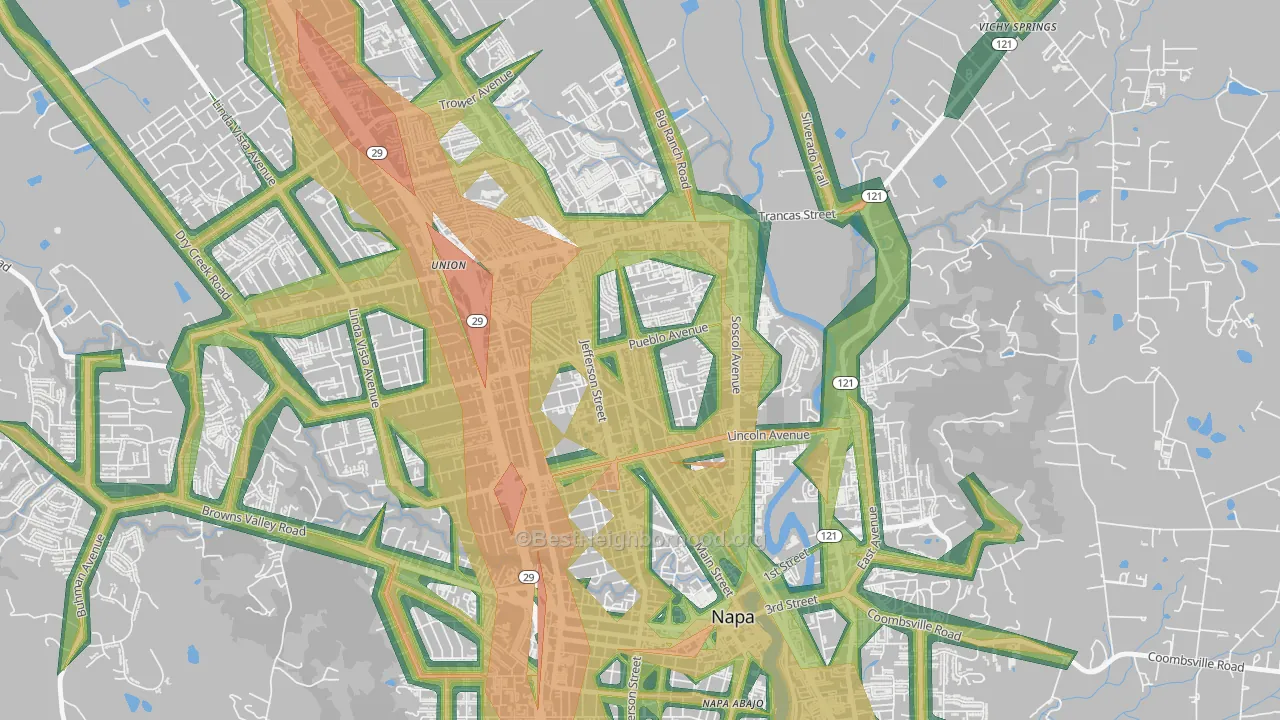 Beard, Napa, CA Map of Noise Levels in Beard