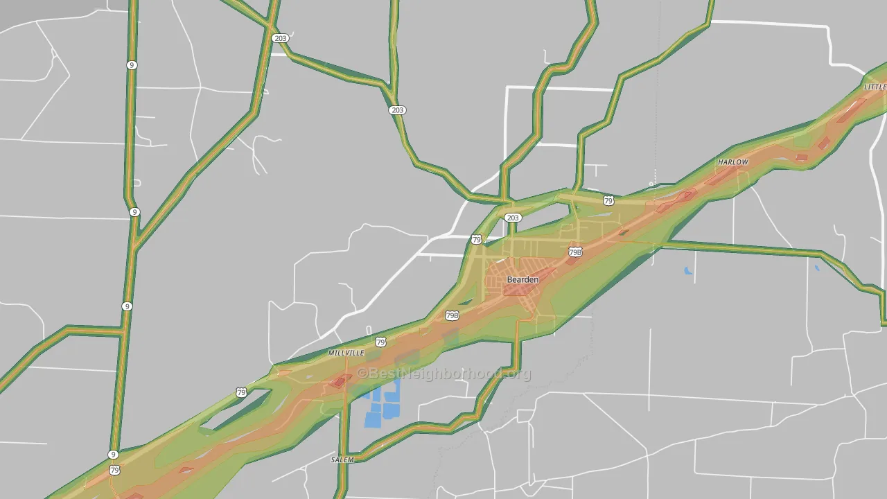 Bearden, AR Map of Noise Levels in Bearden