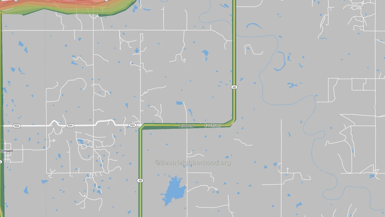 Bearden, OK Map of Noise Levels in Bearden