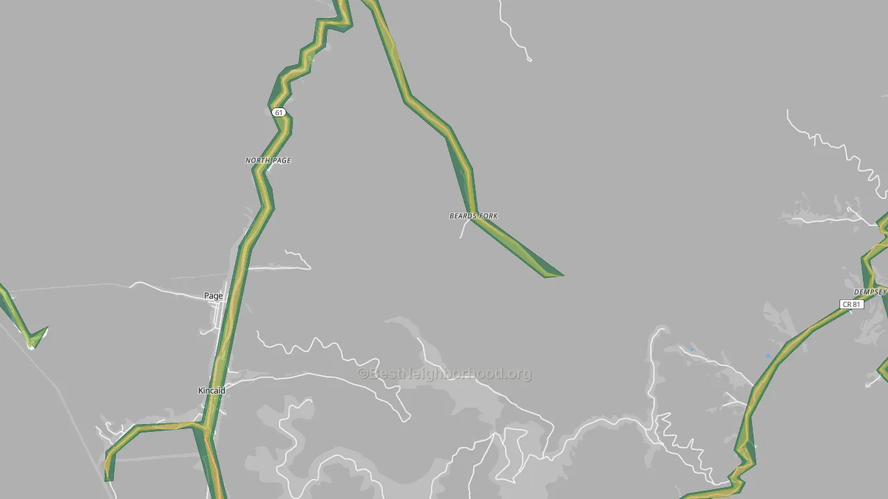 Beards Fork, WV Map of Noise Levels in Beards Fork