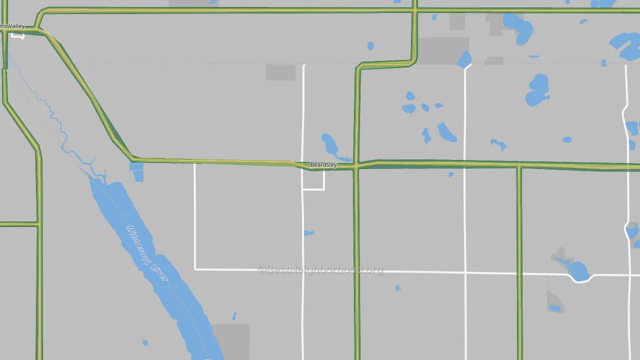 Beardsley, MN Map of Noise Levels in Beardsley