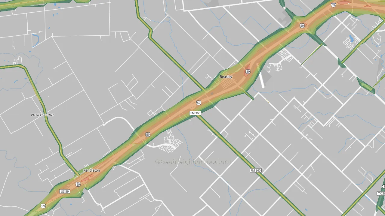 Beasley, TX Map of Noise Levels in Beasley