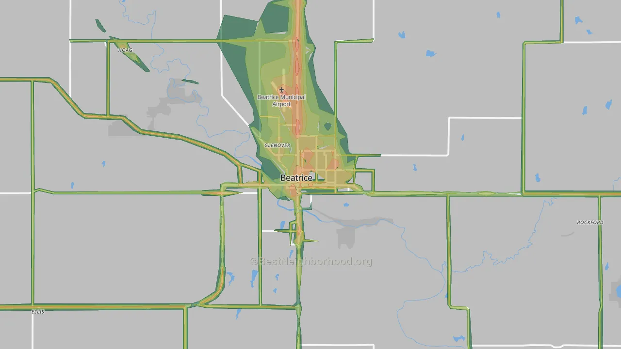 Beatrice, NE Map of Noise Levels in Beatrice