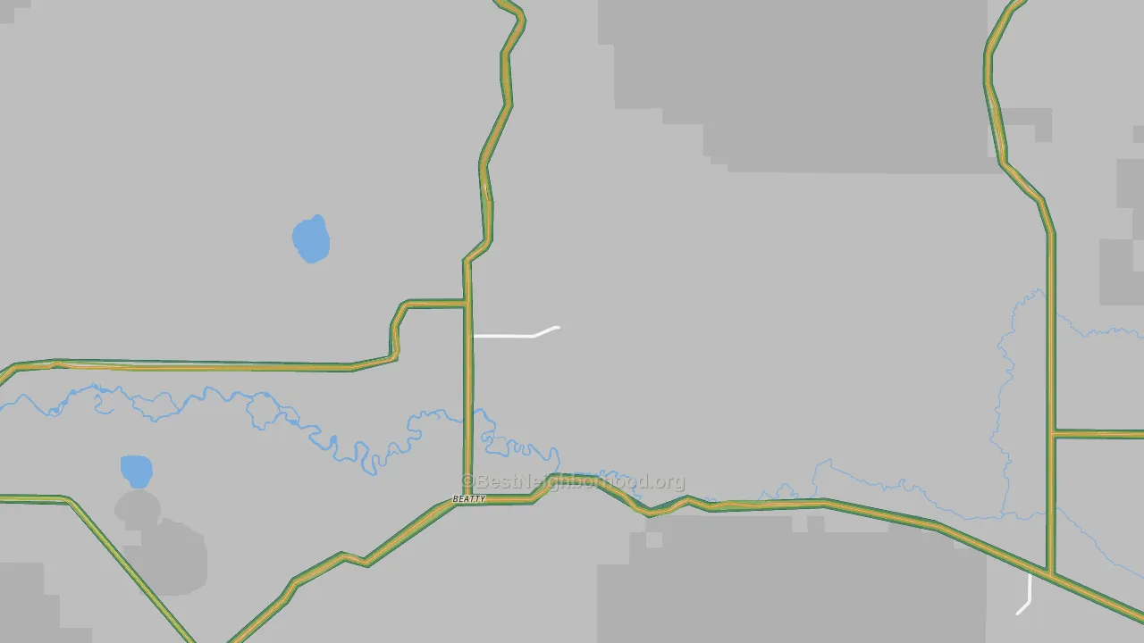 Beatty, OR Map of Noise Levels in Beatty