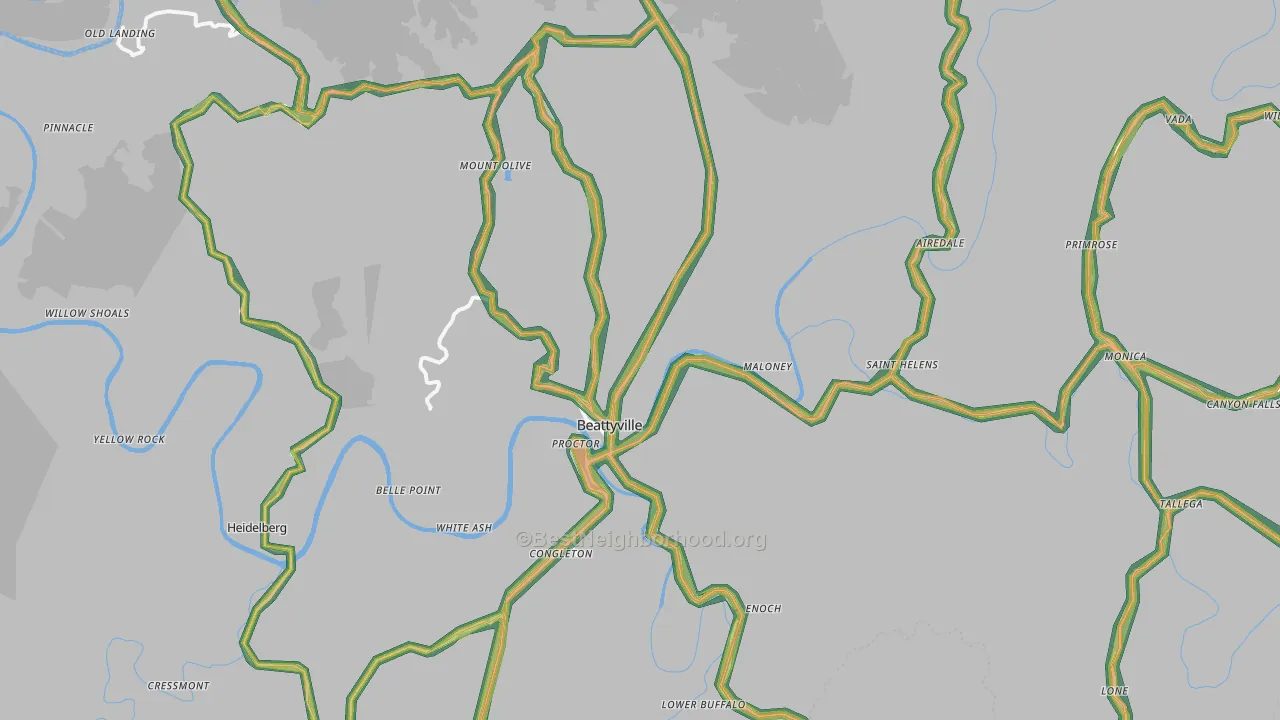 Beattyville, KY Map of Noise Levels in Beattyville