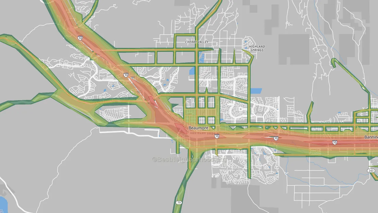 Beaumont, CA Map of Noise Levels in Beaumont