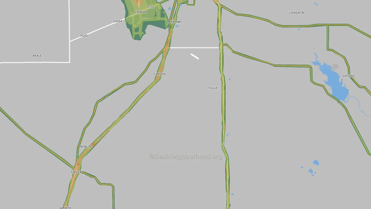 Beauregard Parish, LA Map of Noise Levels in Beauregard Parish