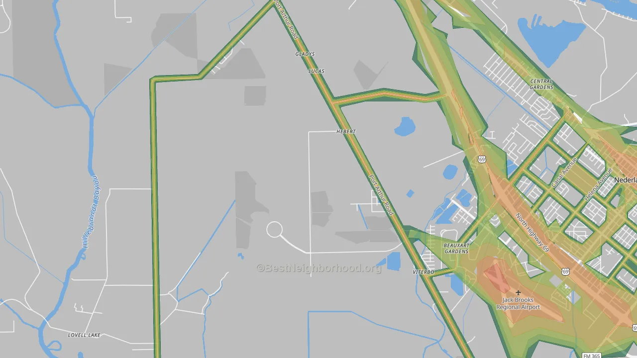 Beauxart Gardens, TX Map of Noise Levels in Beauxart Gardens