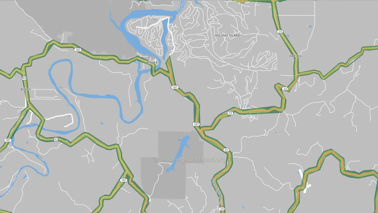 Beaver, AR Map of Noise Levels in Beaver