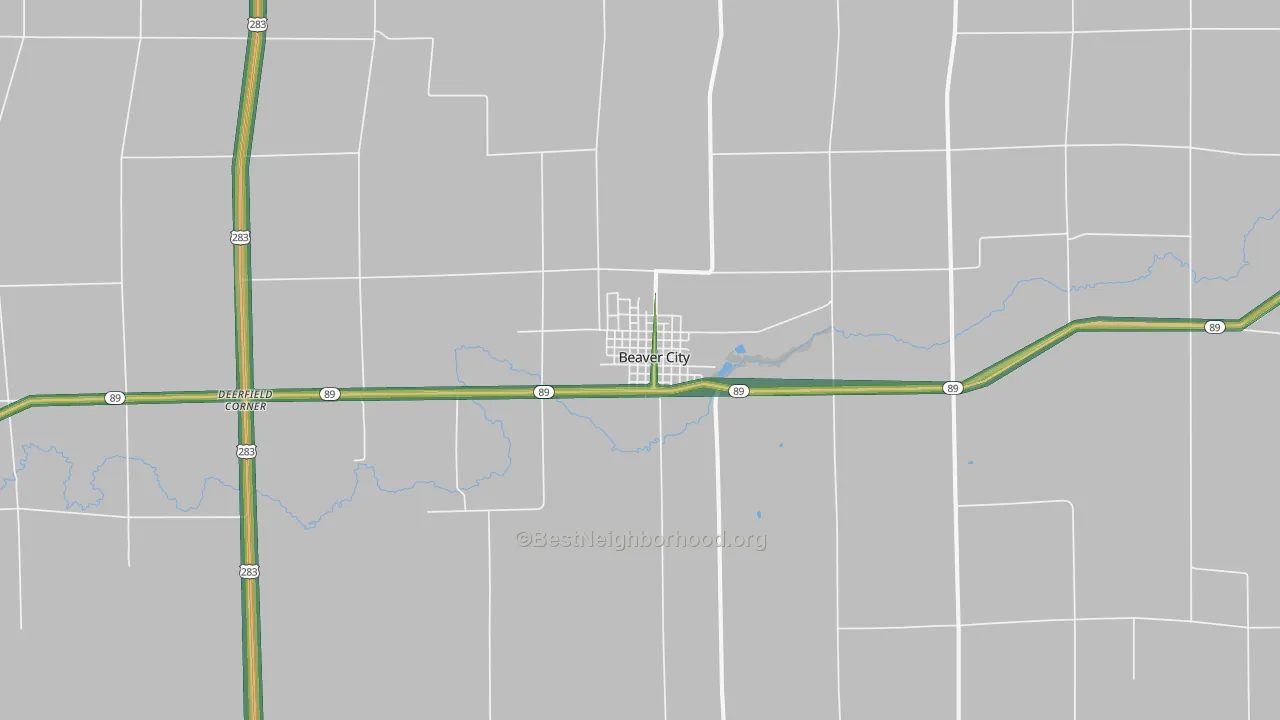 Beaver City, NE Map of Noise Levels in Beaver City