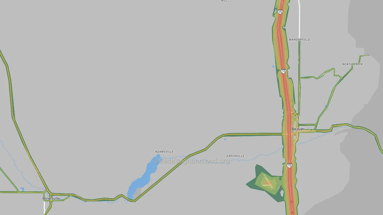 Beaver County, UT Map of Noise Levels in Beaver County