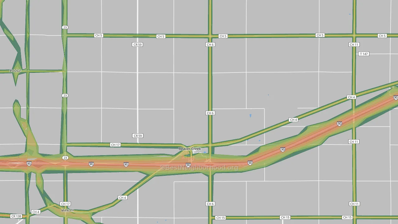 Beaver Creek, MN Map of Noise Levels in Beaver Creek