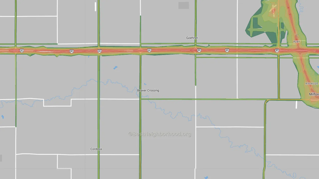 Beaver Crossing, NE Map of Noise Levels in Beaver Crossing