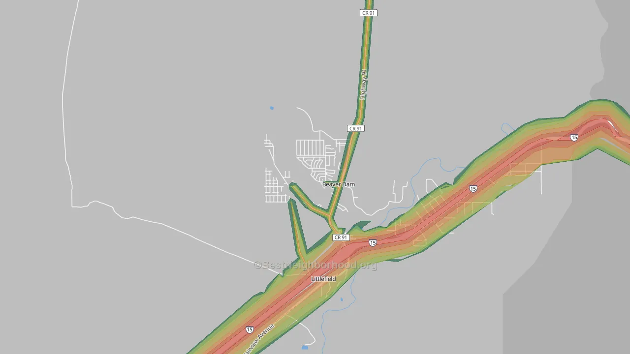 Beaver Dam, AZ Map of Noise Levels in Beaver Dam