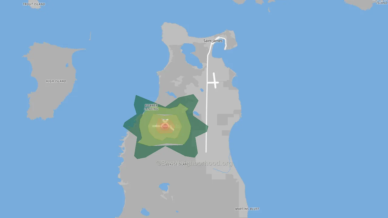 Beaver Island, MI Map of Noise Levels in Beaver Island