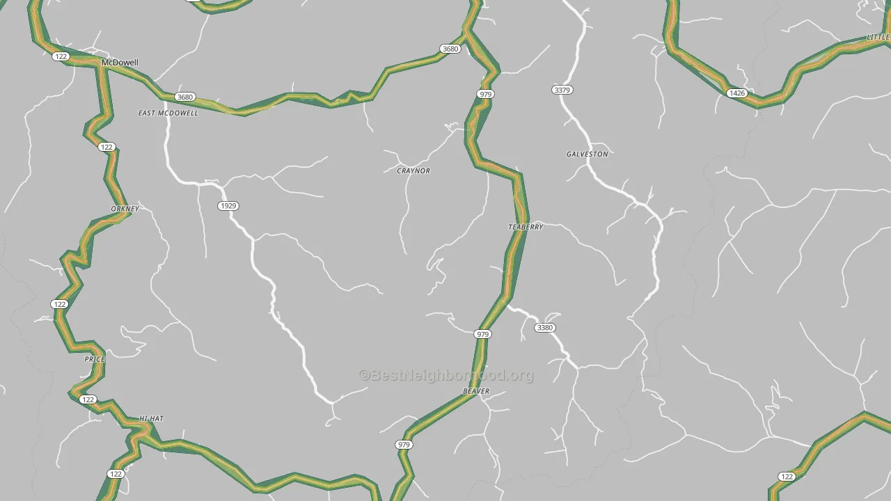 Beaver, KY Map of Noise Levels in Beaver