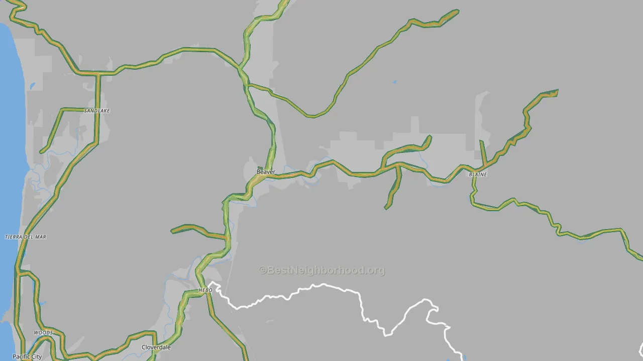 Beaver, OR Map of Noise Levels in Beaver
