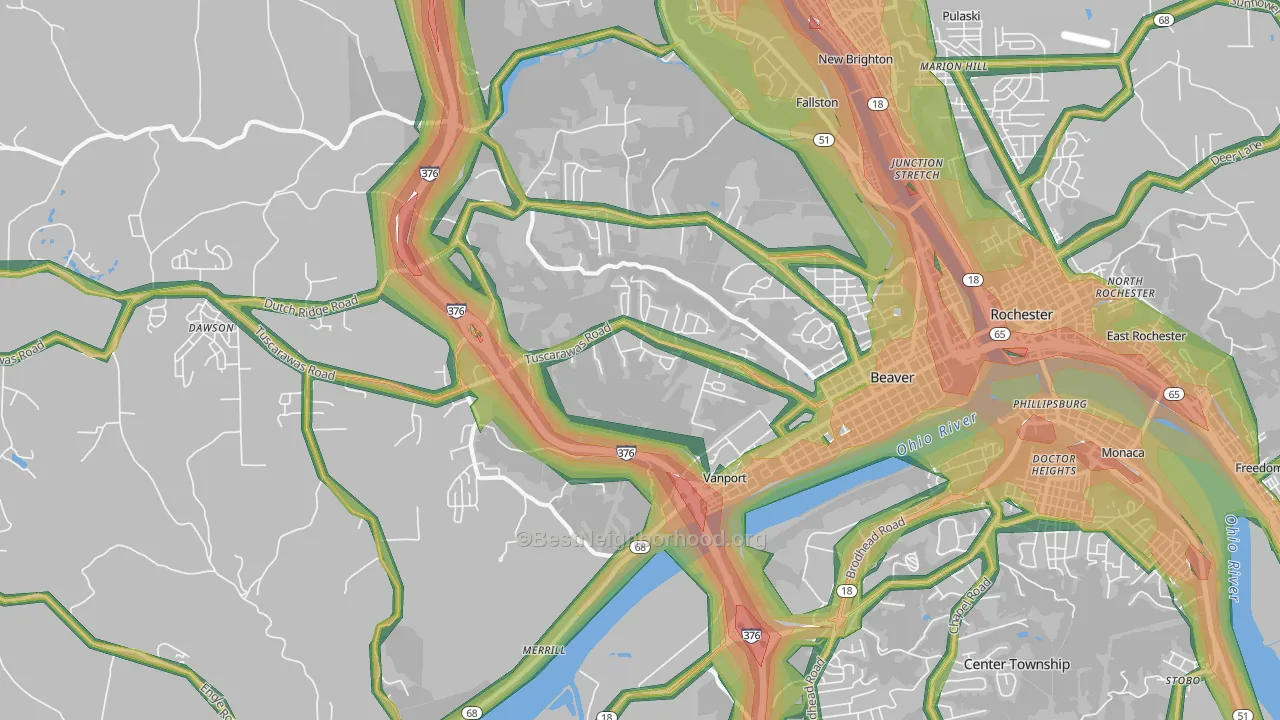 Beaver, PA Map of Noise Levels in Beaver