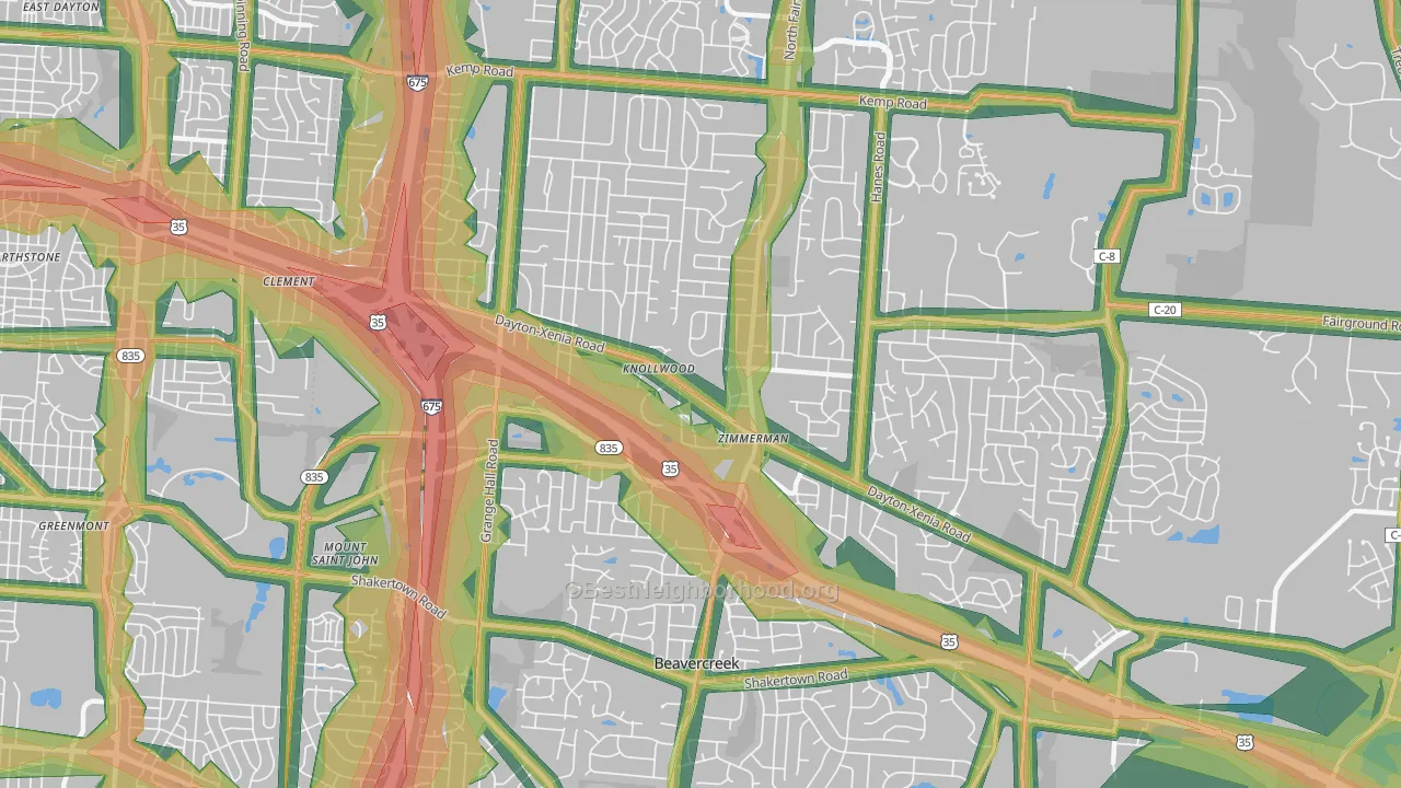 Beavercreek, OH Map of Noise Levels in Beavercreek