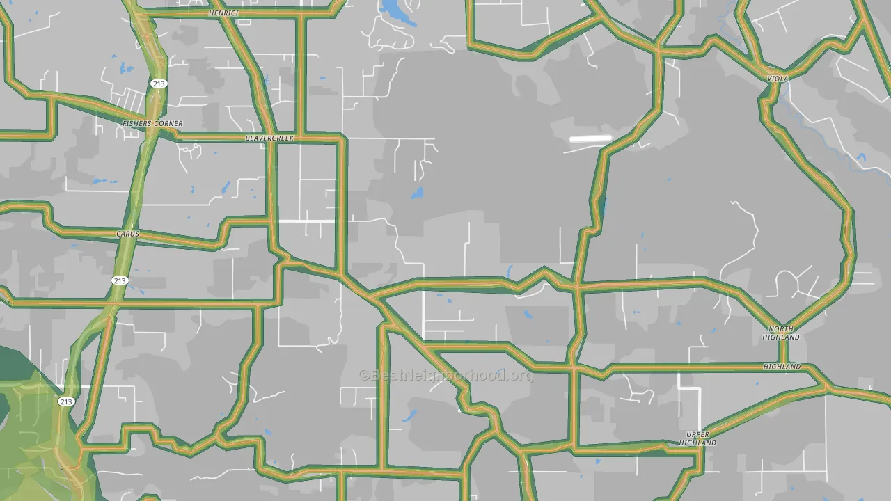 Beavercreek, OR Map of Noise Levels in Beavercreek