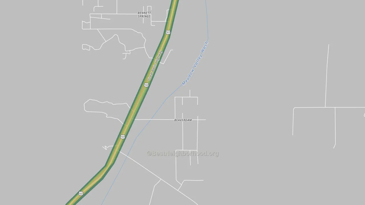 Beaverdam, NV Map of Noise Levels in Beaverdam