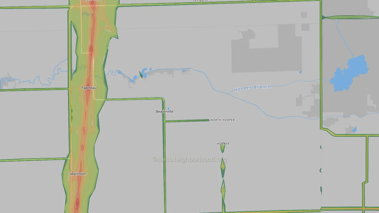 Beaverville, IL Map of Noise Levels in Beaverville