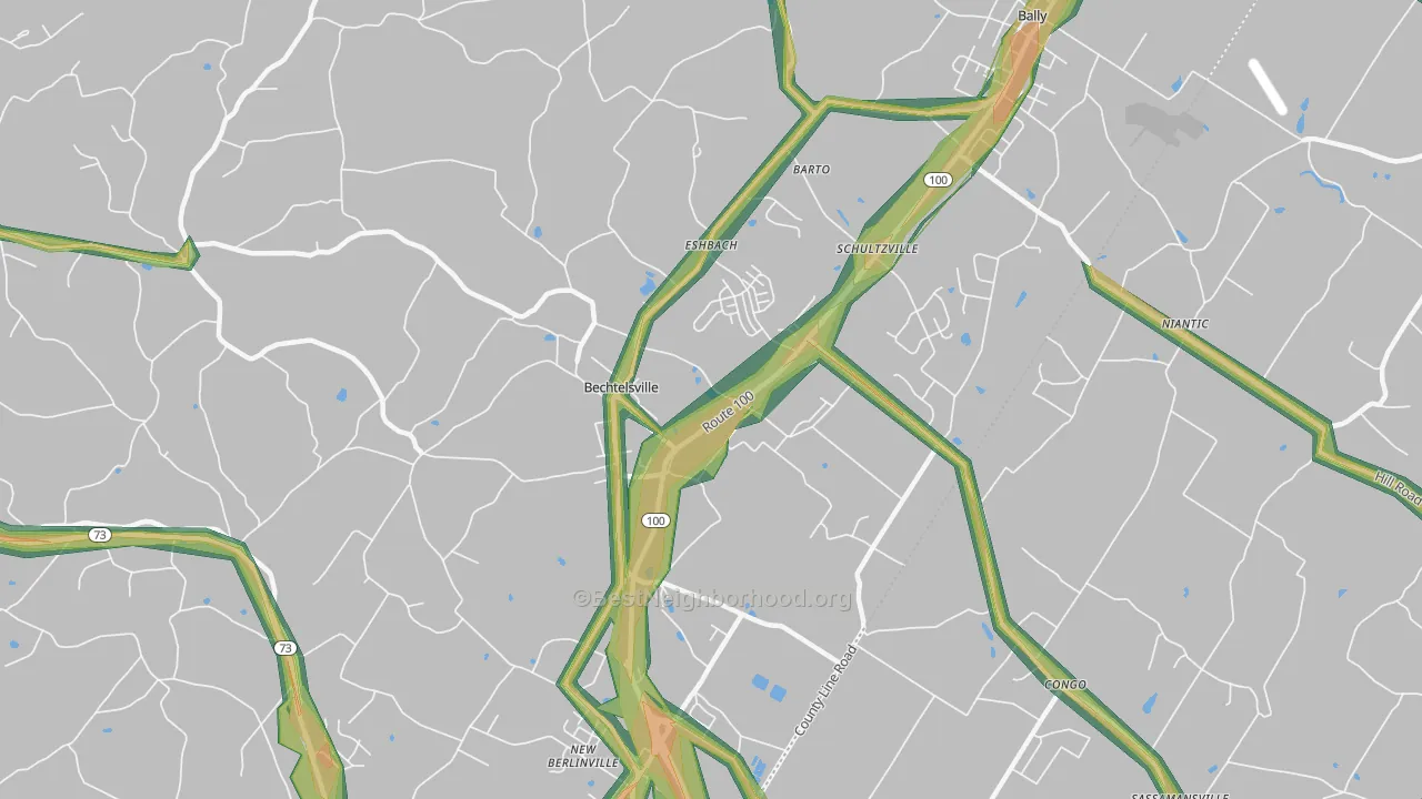 Bechtelsville, PA Map of Noise Levels in Bechtelsville