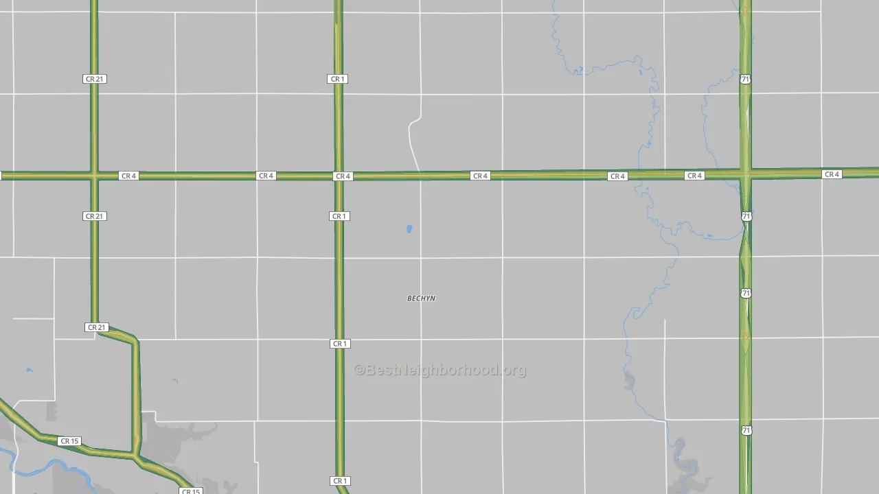 Bechyn, MN Map of Noise Levels in Bechyn