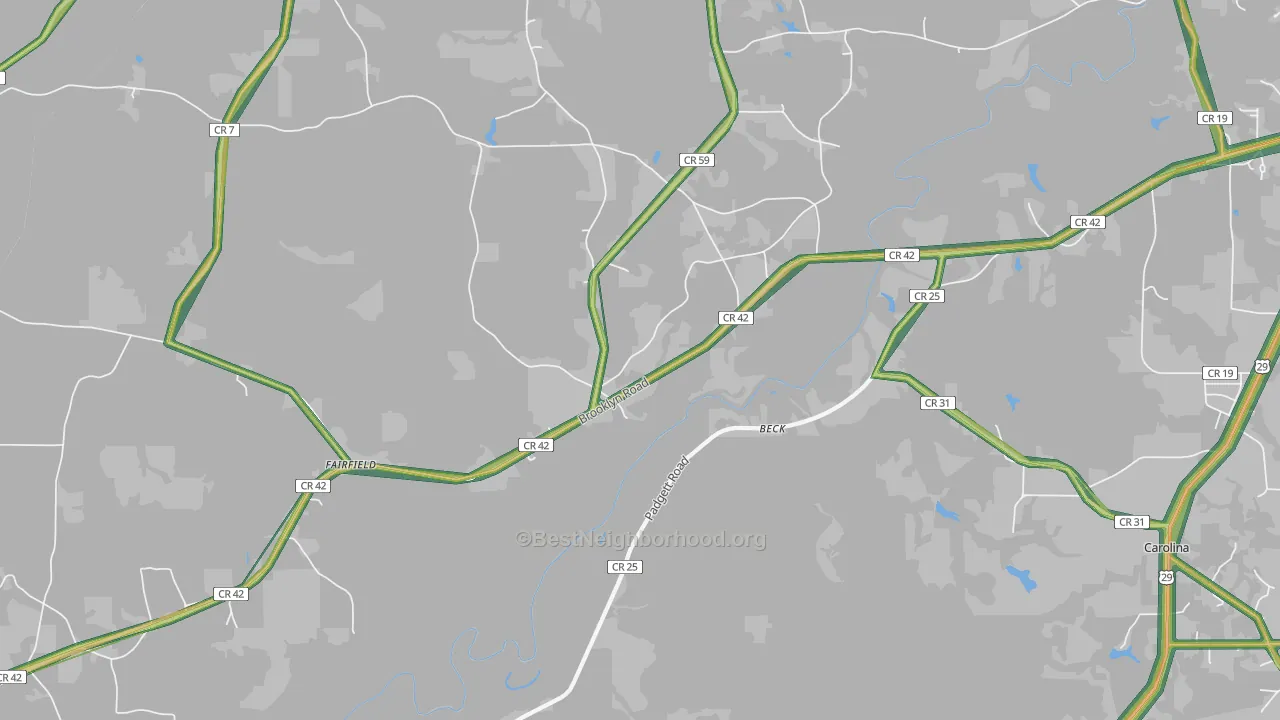 Beck, AL Map of Noise Levels in Beck