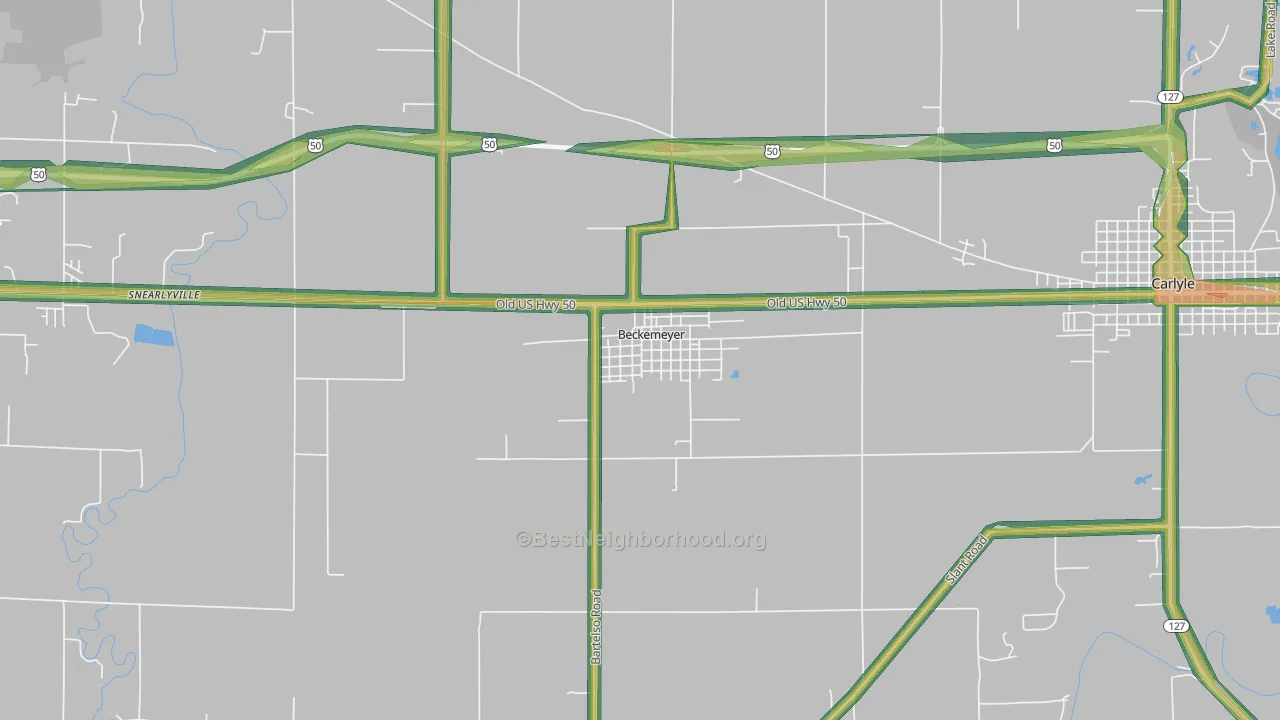 Beckemeyer, IL Map of Noise Levels in Beckemeyer