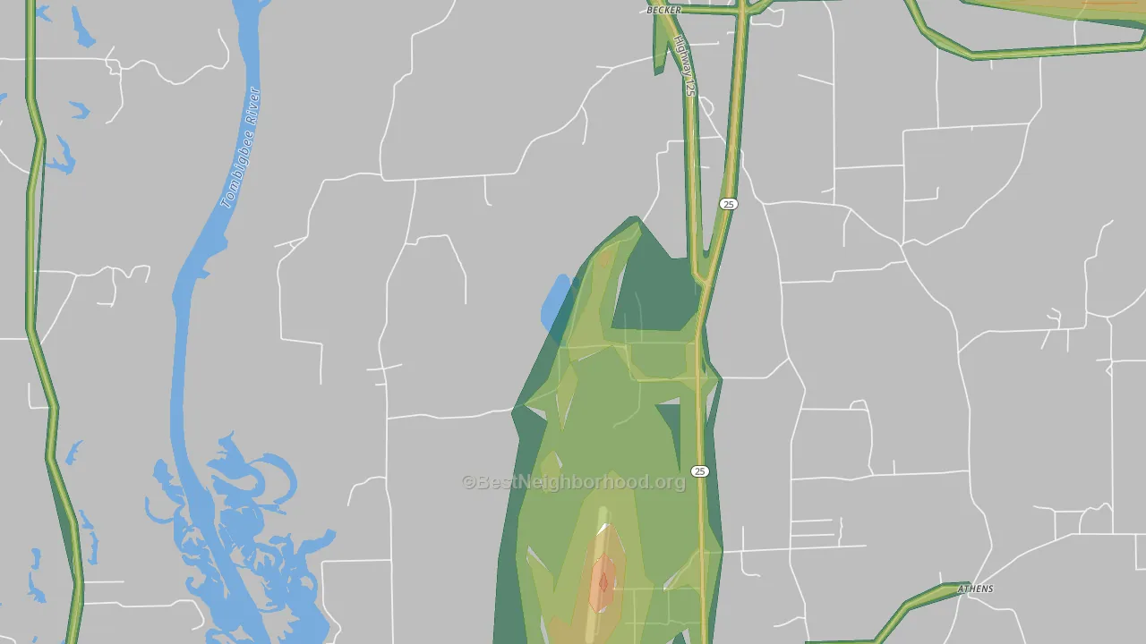 Becker, MS Map of Noise Levels in Becker