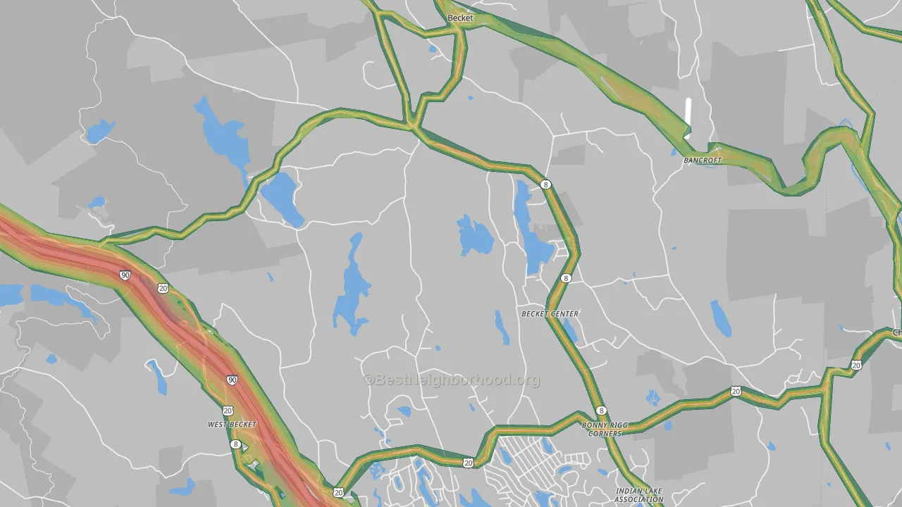 Becket, MA Map of Noise Levels in Becket