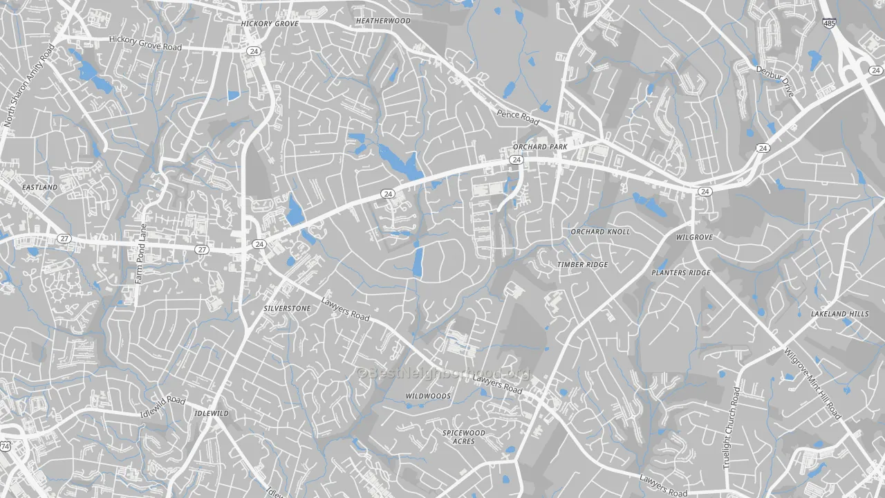 Becton Park, Charlotte, NC Map of Noise Levels in Becton Park