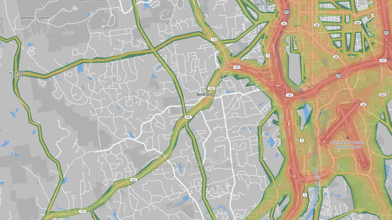 Bedford, NH Map of Noise Levels in Bedford