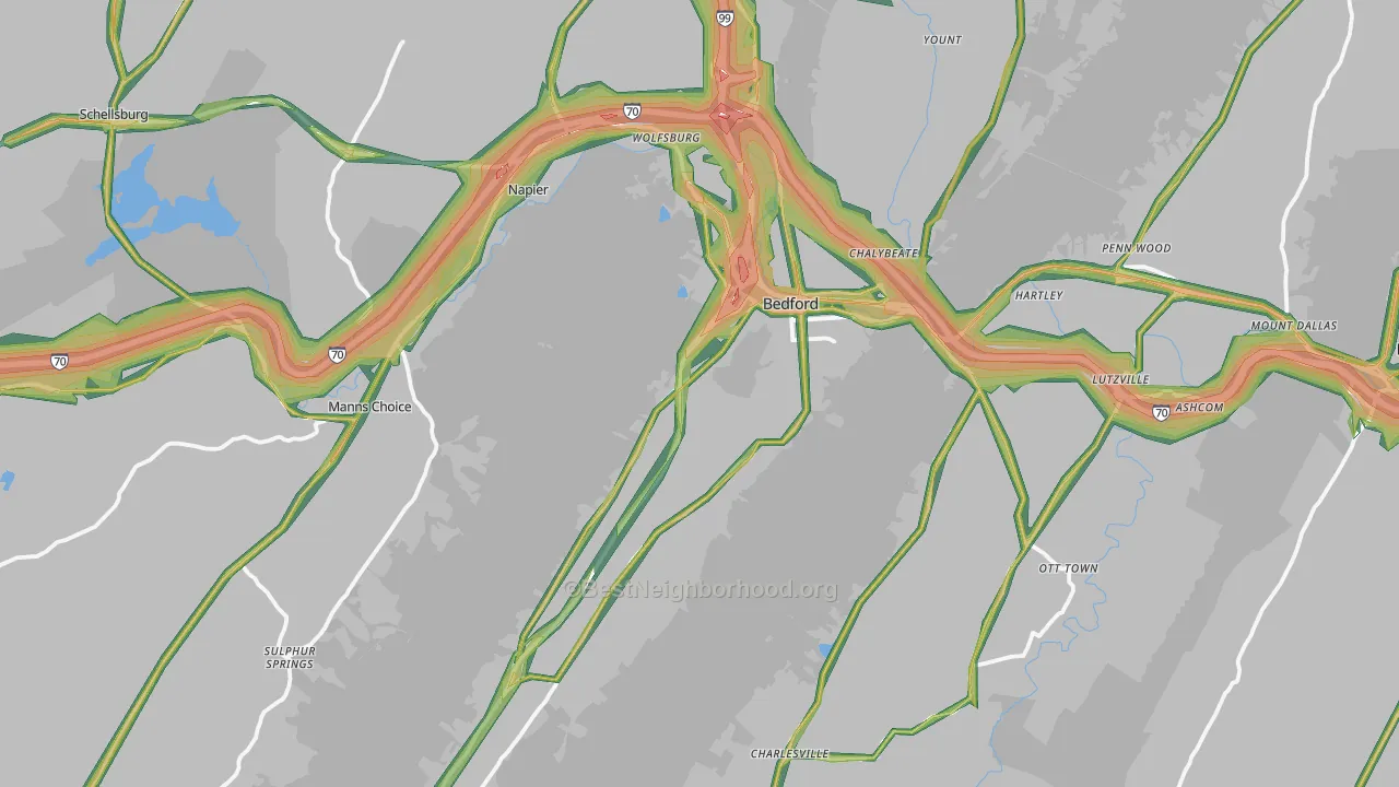 Bedford, PA Map of Noise Levels in Bedford