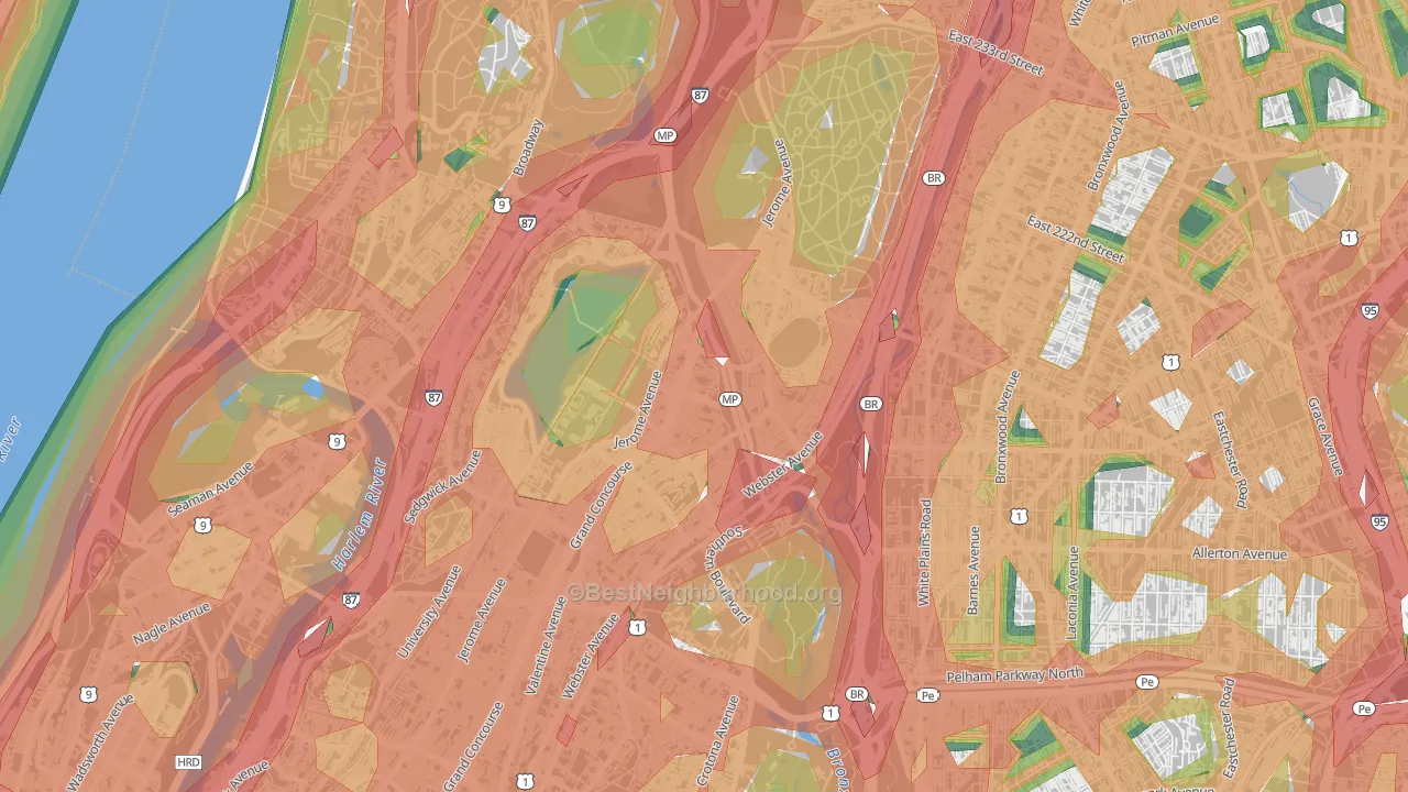 Bedford Park, Bronx, NY Map of Noise Levels in Bedford Park