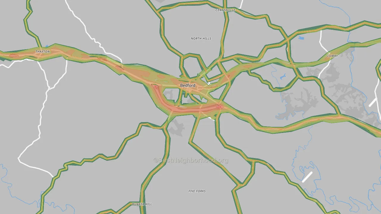 Bedford, VA Map of Noise Levels in Bedford