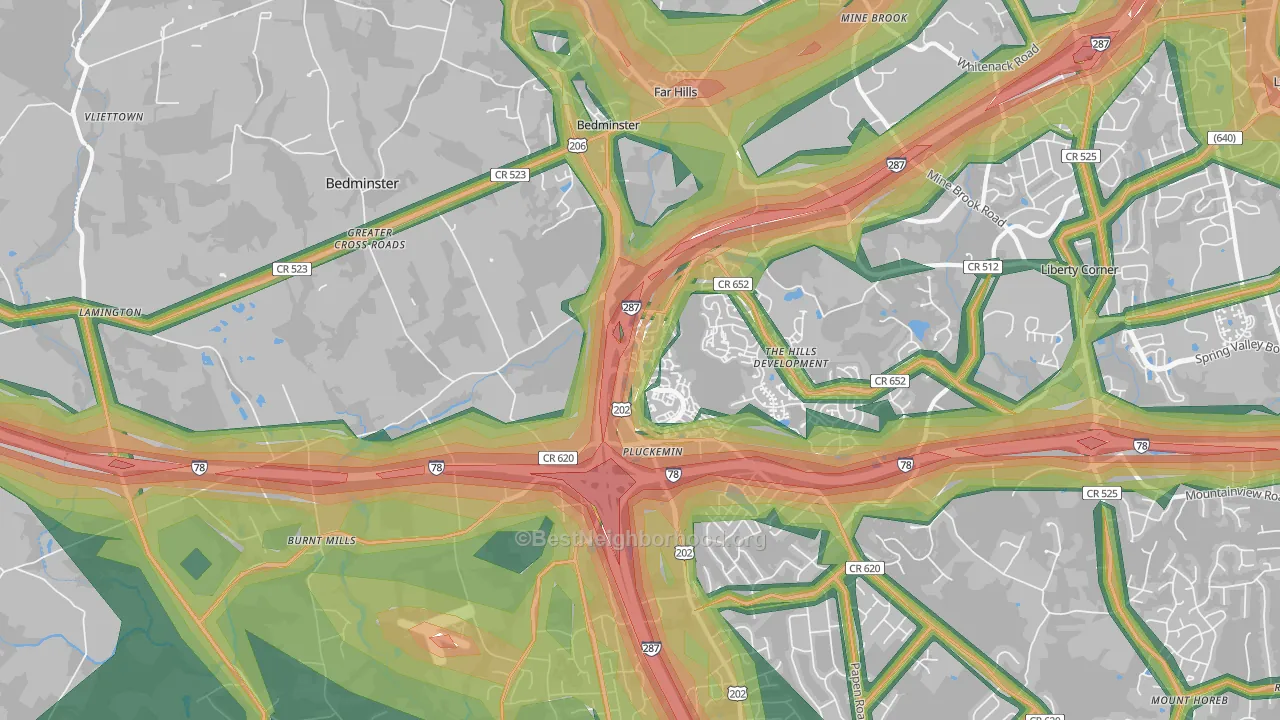 Bedminster, NJ Map of Noise Levels in Bedminster