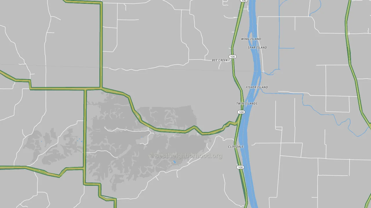 Bee Creek, IL Map of Noise Levels in Bee Creek
