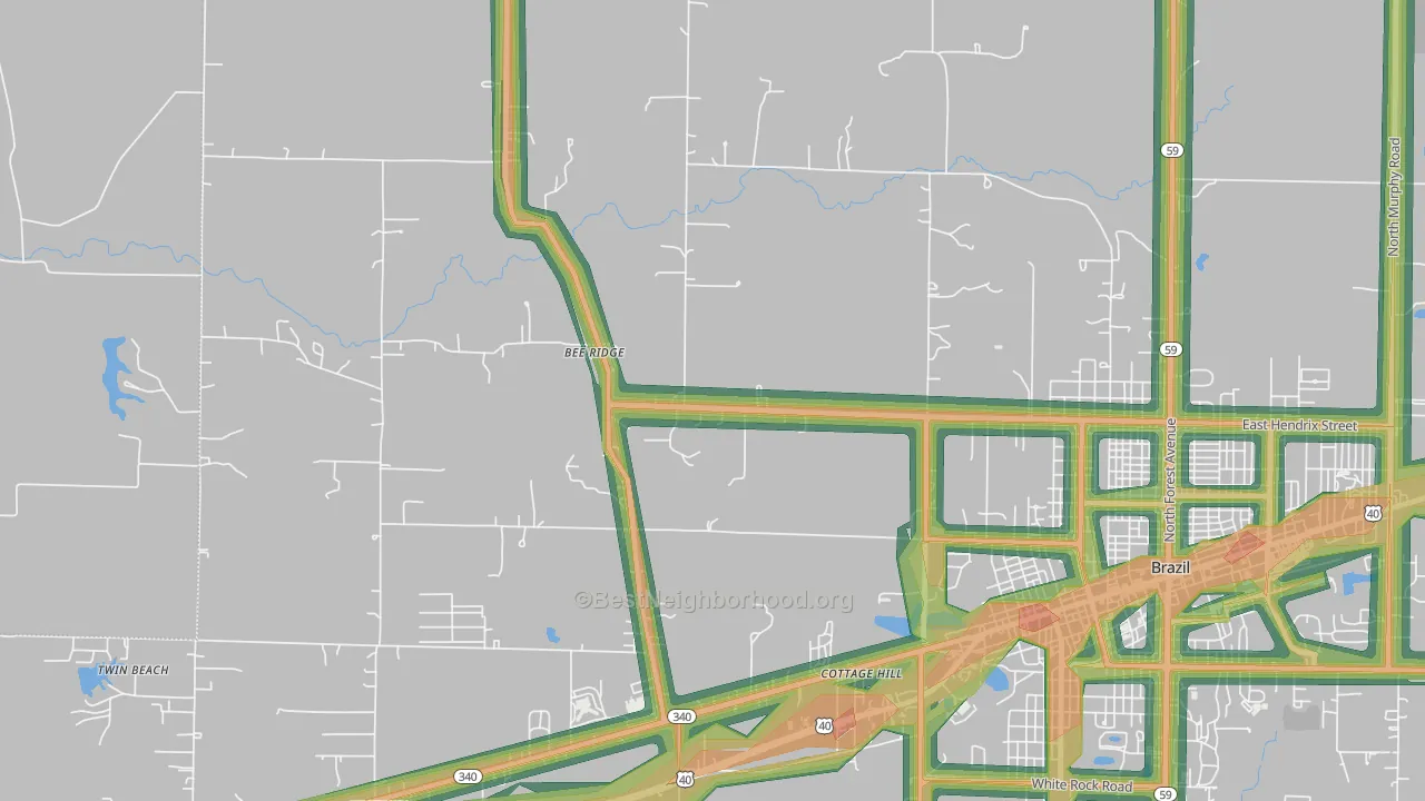 Bee Ridge, IN Map of Noise Levels in Bee Ridge