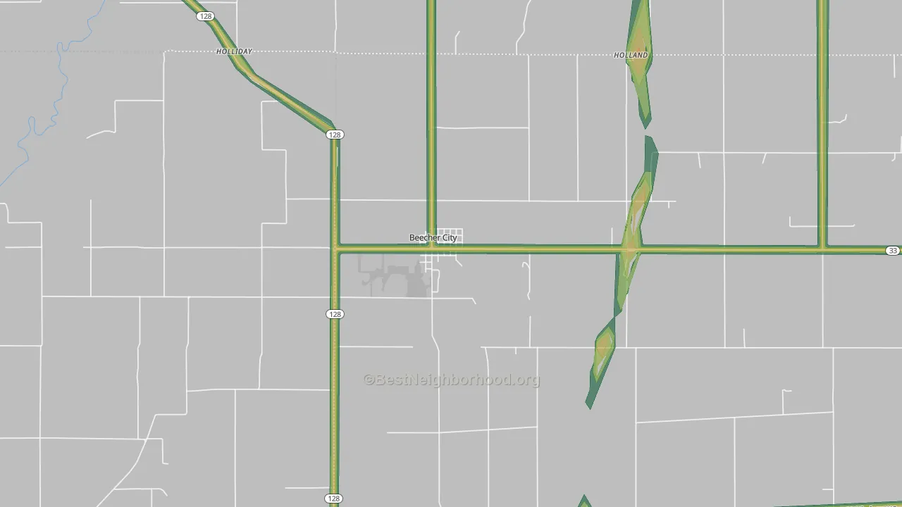 Beecher City, IL Map of Noise Levels in Beecher City