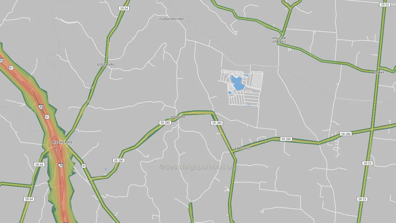 Beechgrove, TN Map of Noise Levels in Beechgrove
