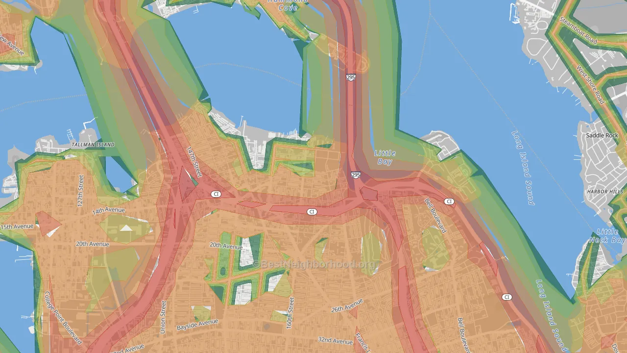 Beechhurst, Queens, NY Map of Noise Levels in Beechhurst