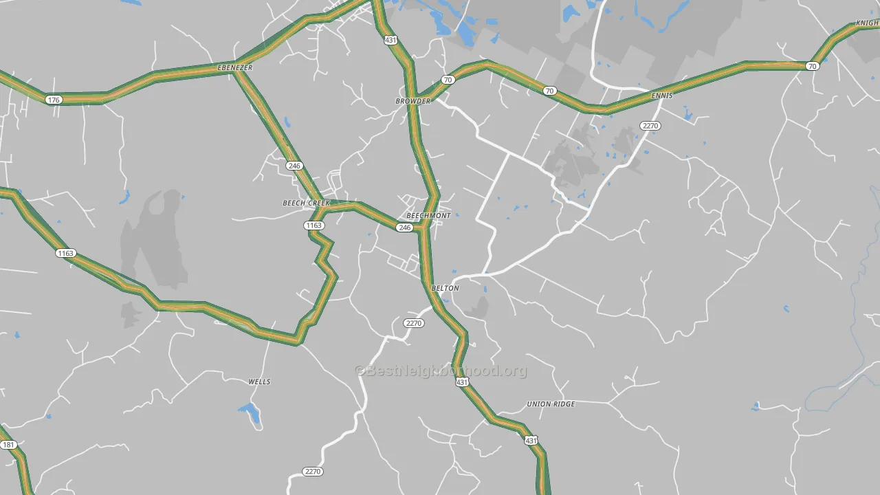 Beechmont, KY Map of Noise Levels in Beechmont