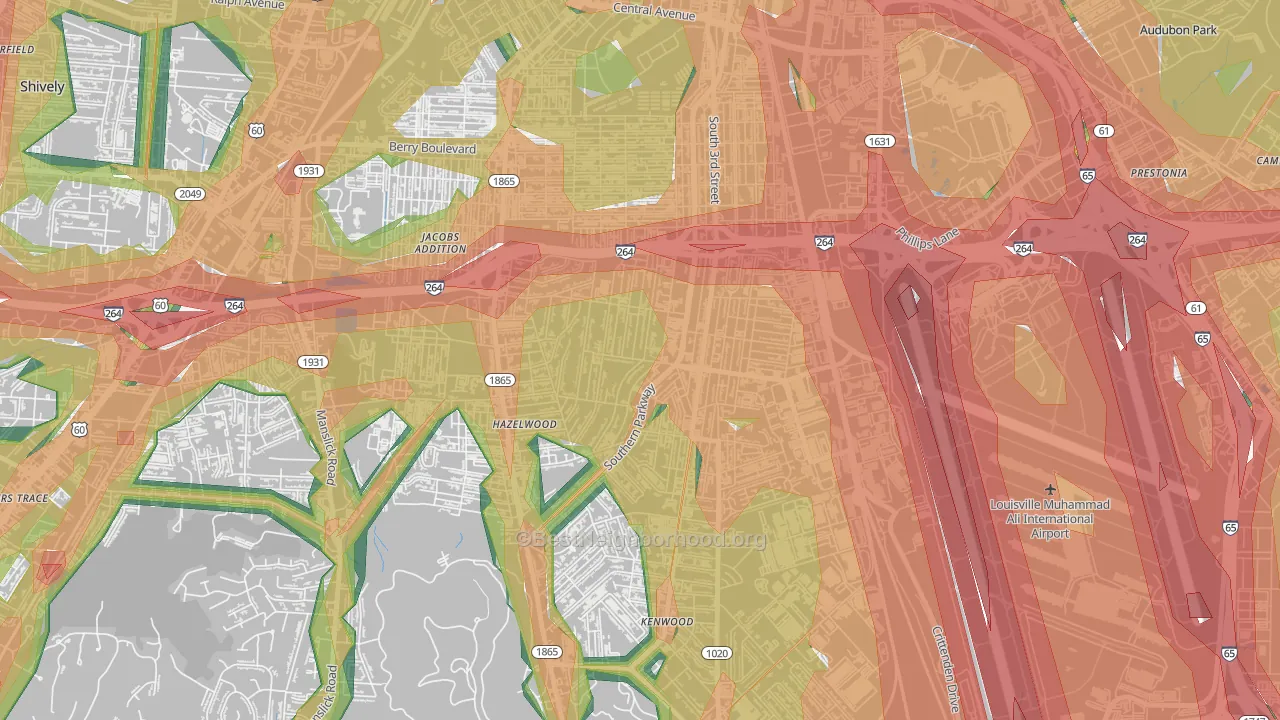 Beechmont, Louisville, KY Map of Noise Levels in Beechmont
