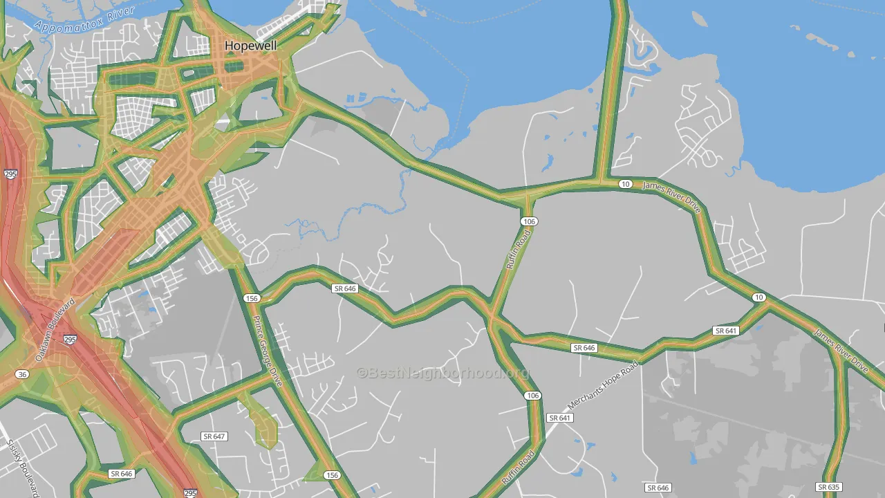Beechwood Manor, VA Map of Noise Levels in Beechwood Manor