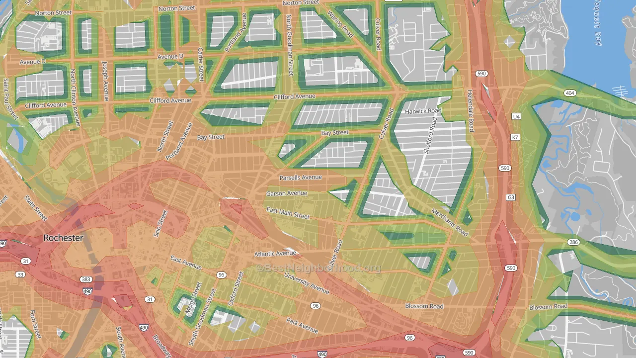 Beechwood, Rochester, NY Map of Noise Levels in Beechwood