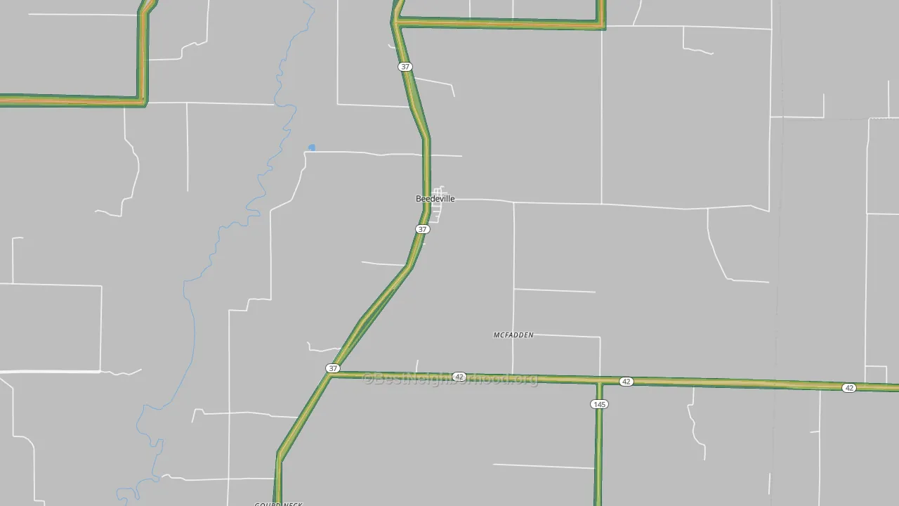 Beedeville, AR Map of Noise Levels in Beedeville