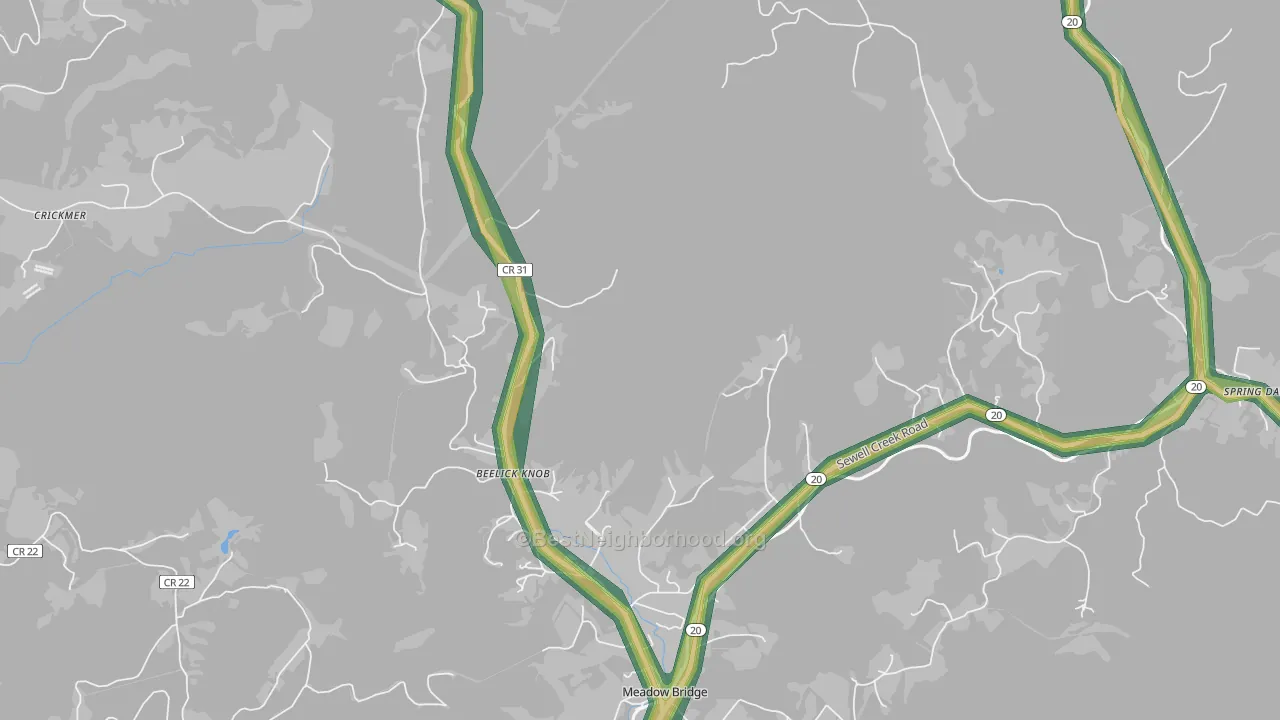 Beelick Knob, WV Map of Noise Levels in Beelick Knob